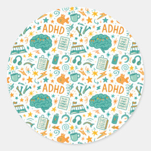 Adesivo Redondo ADHD: Magicamente distraído