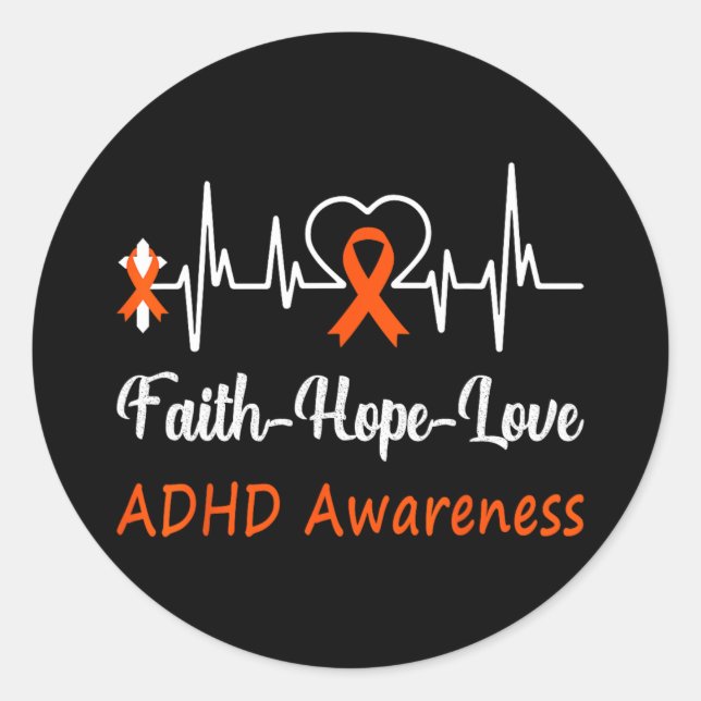 Adesivo Redondo Adhd Sensibence Heartbeat Christian Cross Faith Sa (Frente)