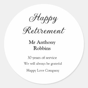 Adesivo Redondo Adição de aposentadoria feliz anos de serviço apos