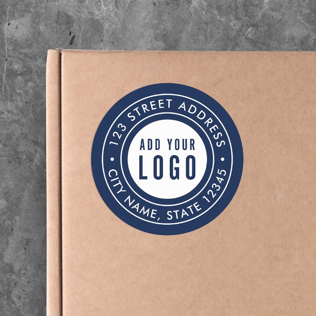 Adesivo Redondo Adicionar logotipo Borda Dupla - Endereço de devol (Criador carregado)