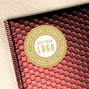 Adesivo Redondo Adicionar logotipo Borda dupla Endereço de devolu