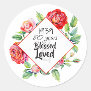 Adesivo Redondo ADICIONAR Nascer Ano Aniversário Presente para Ros