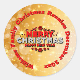 Adesivo Redondo Adicionar Nome Ano Correspondente a Feliz Natal Cl