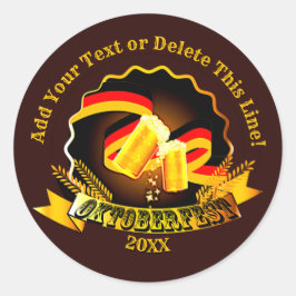 Adesivo Redondo Adicionar Nome de Texto Ano Festa Oktoberfest 20xx
