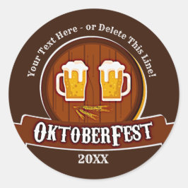 Adesivo Redondo Adicionar Nome de Texto Ano Oktoberfest Party 20xx