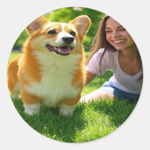 Adesivo Redondo Adicionar Personalização de Foto Pet Personalizar
