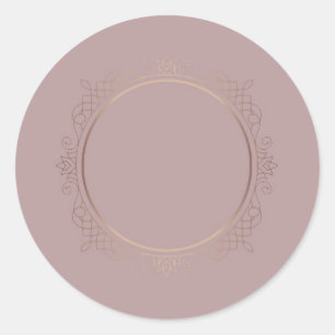 Adesivo Redondo Adicionar Texto Design Moderno Elegante Rosa Doura
