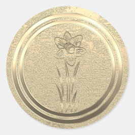 Adesivo Redondo Adicionar Texto Dourado Marcha do Daffodil