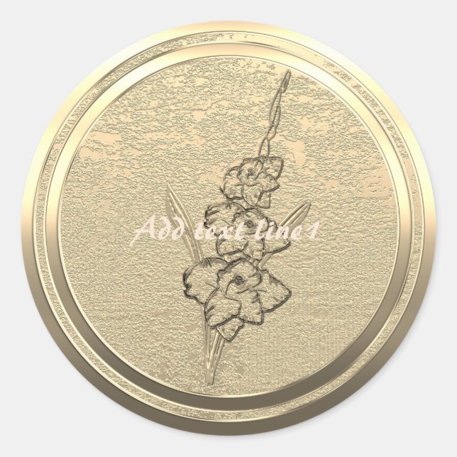 Adesivo Redondo Adicionar Texto Gold Gladiolus  (Frente)