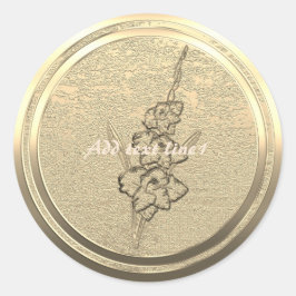 Adesivo Redondo Adicionar Texto Gold Gladiolus