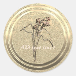Adesivo Redondo Adicionar Texto Gold Lily of the Valley