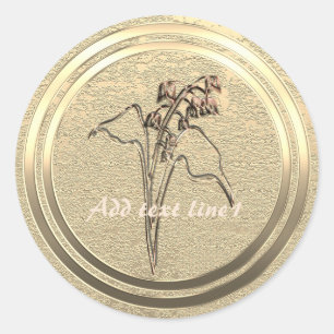 Adesivo Redondo Adicionar Texto Gold Lily of the Valley  