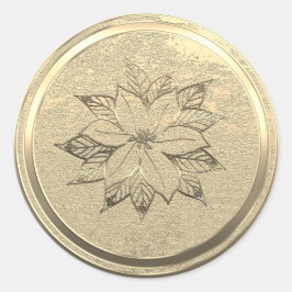 Adesivo Redondo Adicionar Texto Gold Poinsettia Dezembro