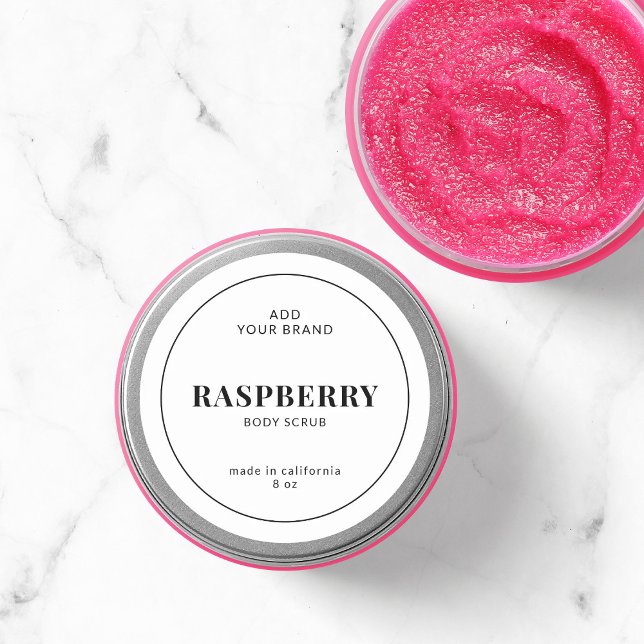 Adesivo Redondo Adicione moderno rótulo de produto de borda preta  (Criador carregado)