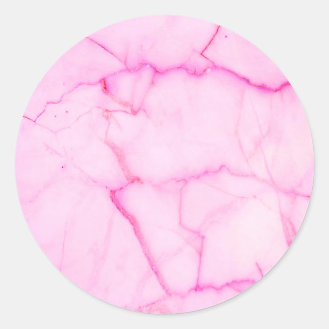 Adesivo Redondo Adicione o seu mármore de Pastas Rosa de Texto (Frente)
