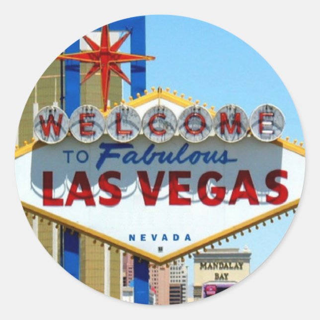 Adesivo Redondo ADICIONE O SEU NOME LAS VEGAS Sticker! (Frente)