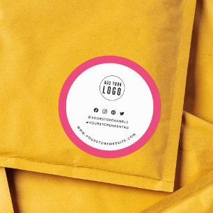 Adesivo Redondo Adicione seu logotipo Borda personalizada Marca de