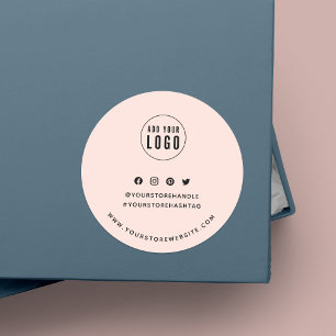Adesivo Redondo Adicione seu logotipo de mídia social Marca de cor