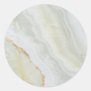 Adesivo Redondo Adicione Seu Logotipo Mármore Ouro Branco Moderno 