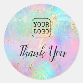 Adesivo Redondo adicione seu obrigado de logotipo
