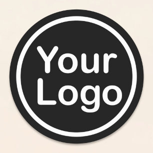 Adesivo Redondo Adicione seu próprio fundo preto do logotipo