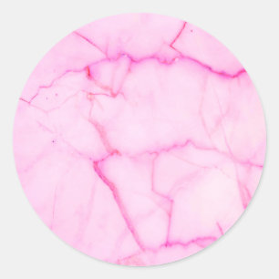 Adesivo Redondo Adicione Seu Texto Mármore Pastel Rosa