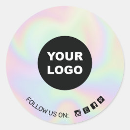 Adesivo Redondo Adicione seus ícones do logotipo nas mídias sociai