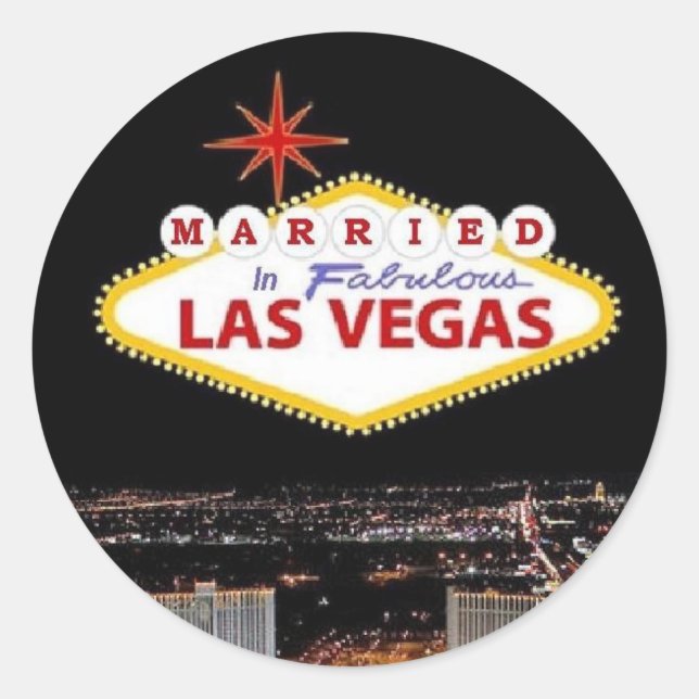 Adesivo Redondo ADICIONE seus nomes! Casado com Las Vegas Sticker (Frente)