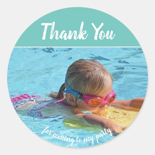 Adesivo Redondo Adicione Sua Própria Foto Aniversário Obrigado Sti (Frente)