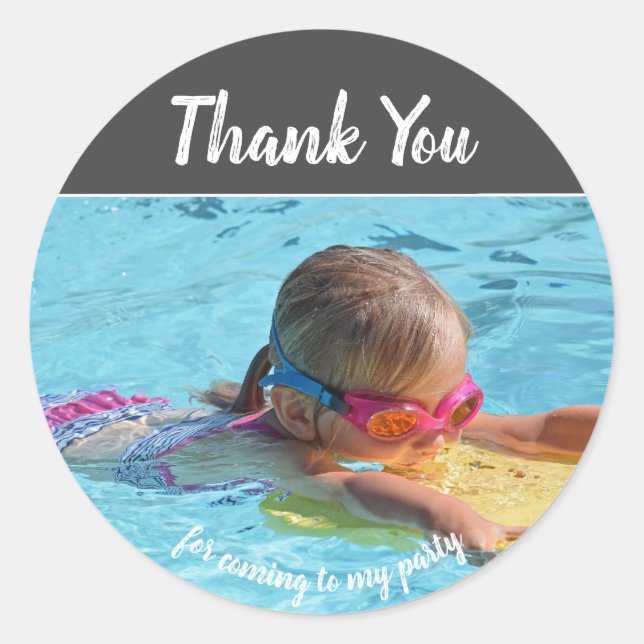 Adesivo Redondo Adicione Sua Própria Foto Aniversário Obrigado Sti (Frente)