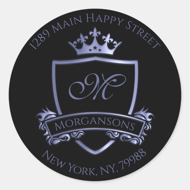 Adesivo Redondo Adicione um toque de realce real com MonogramaAddr (Frente)