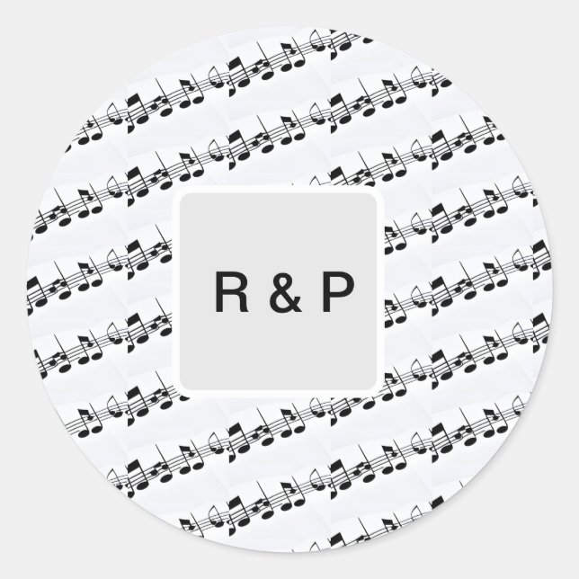 Adesivo Redondo Adicione você a nome de notas musicais casais. (Frente)