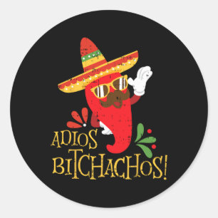 Adesivo Redondo Adios Achos Cinco De Mayo Peppers Mexicanos