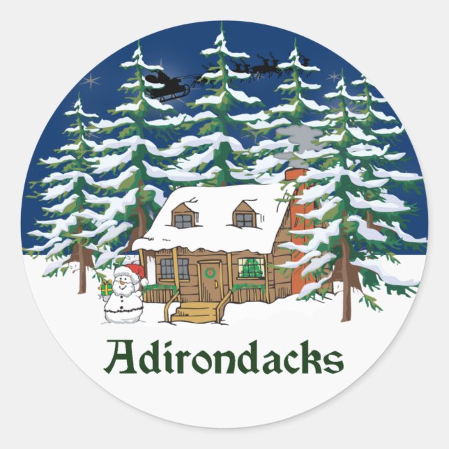 Adesivo Redondo Adirondack Winter Cabin (Frente)