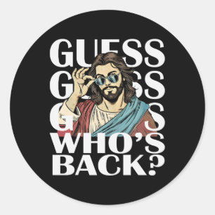 Adesivo Redondo Adivinhe Quem Está Byck Jesus Easter Tee Religioso