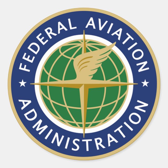 Adesivo Redondo Administração de aviação federal FAA (Frente)