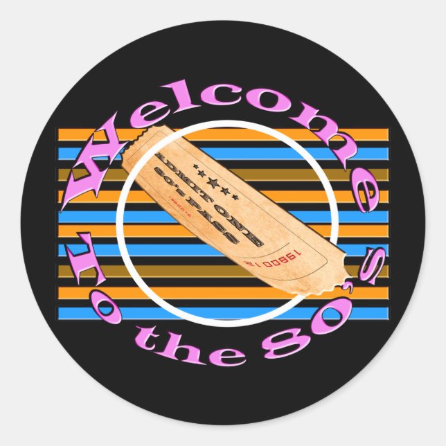 Adesivo Redondo Admitir um tíquete - ao anos 80 (Frente)