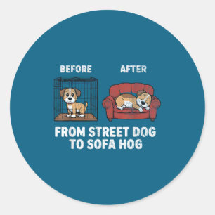 Adesivo Redondo Adoção de Cachorro Hog Dog Resgate de Rua Sofá Fof