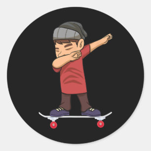 Adesivo Redondo Adolescente de skate em skateboard presente para s