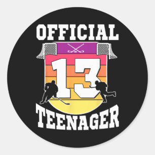 Adesivo Redondo Adolescente Oficial Aniversário de 13 Anos Hóquei