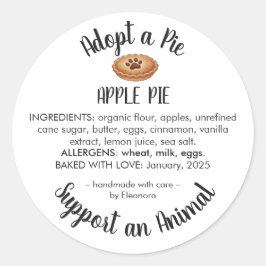 Adesivo Redondo Adopt a Pie Animal Rescue Bakery Ingredients