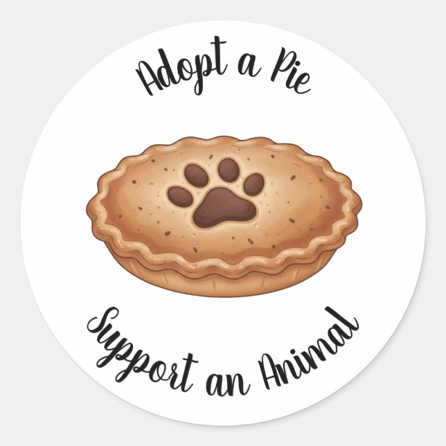 Adesivo Redondo Adopt a Pie Animal Rescue Bakery Sweet Treat (Frente)