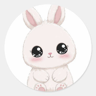 Adesivo Redondo Adorable Cute Bunny Cartoon – Kids & Animal Lover 