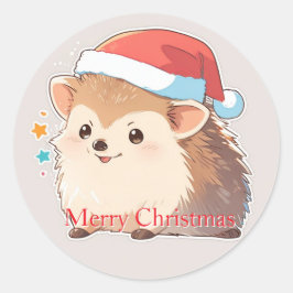 Adesivo Redondo Adorable Festive Hamster Wearing Santa Hat Sticker