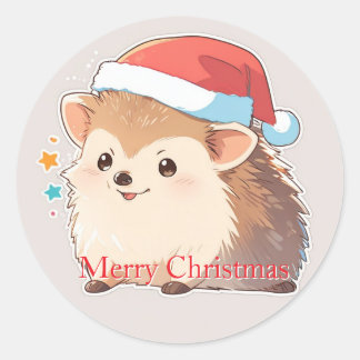 Adesivo Redondo Adorable Festive Hamster Wearing Santa Hat Sticker