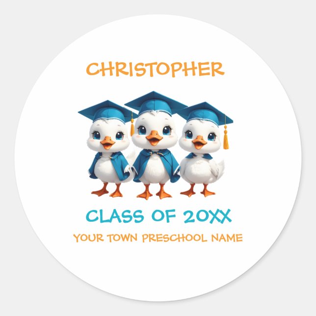 Adesivo Redondo Adorable Goose Pre K Preschool (Frente)