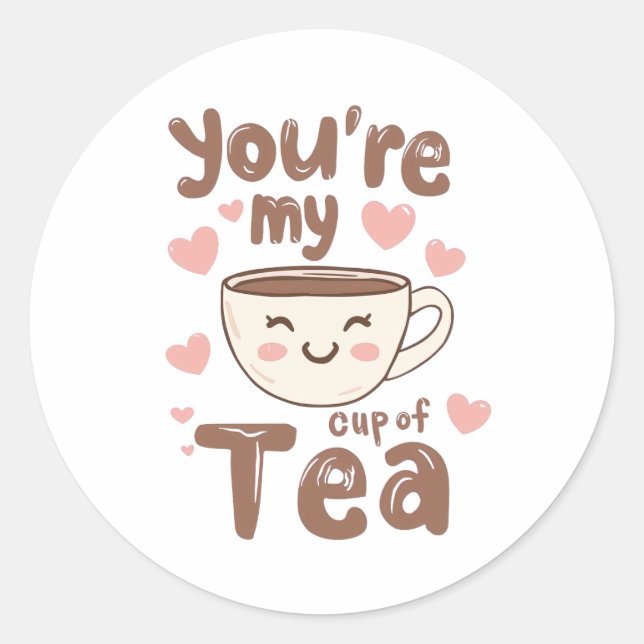 Adesivo Redondo Adorable Kawaii Tea Cup of Love (Frente)