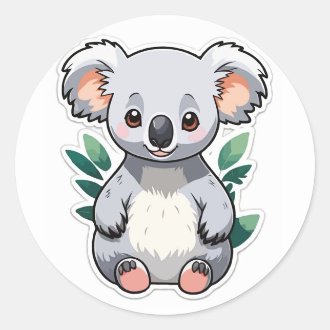 Adesivo Redondo Adorable Koala Sticker - Ícone Australiano Fofinho (Frente)