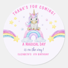 Adesivo Redondo Adorable Unicorn Birthday Girl