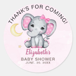 Adesivo Redondo Adorable Watercolor Elephant Baby Shower Girl